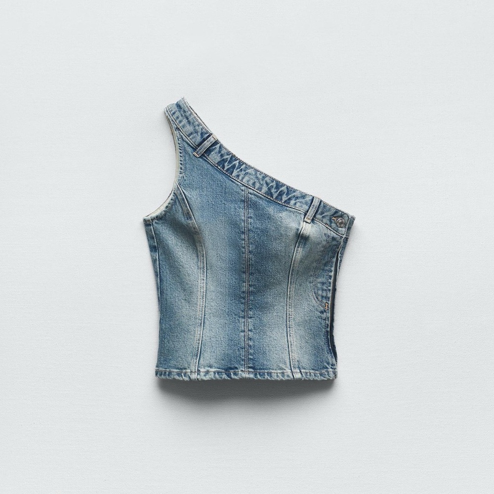 ZARA Asymmetric TRF Denim Top